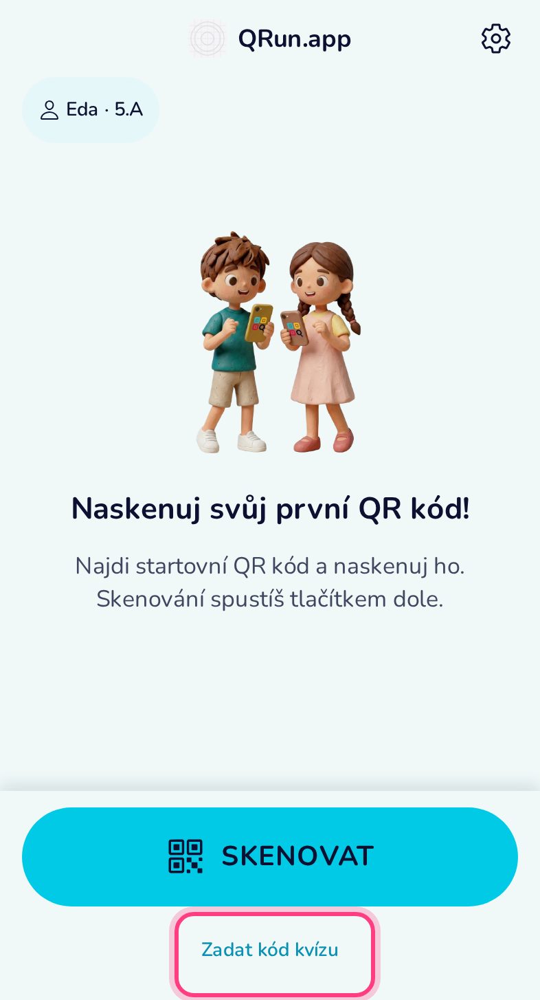 Zadat kód kvízu