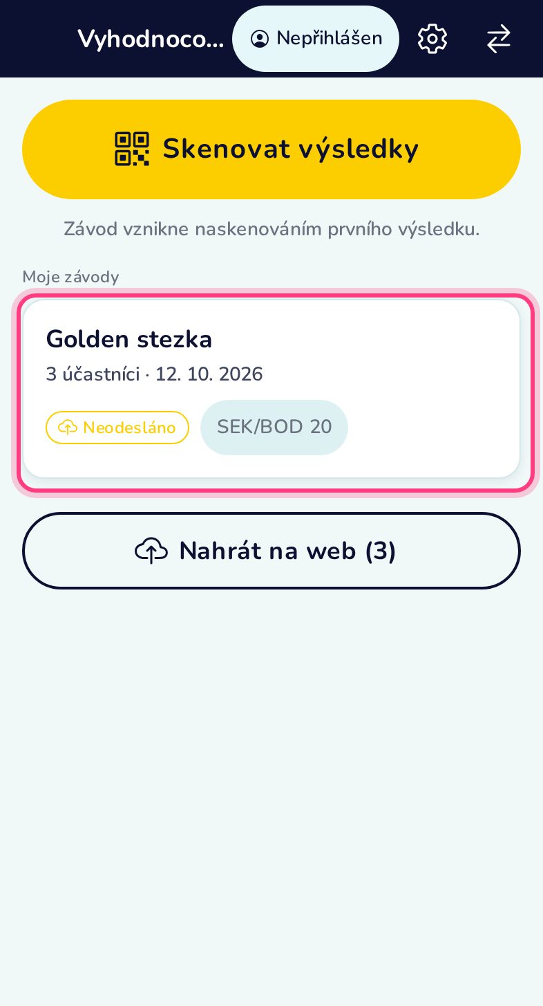 Jedno vyhodnocení na stezku