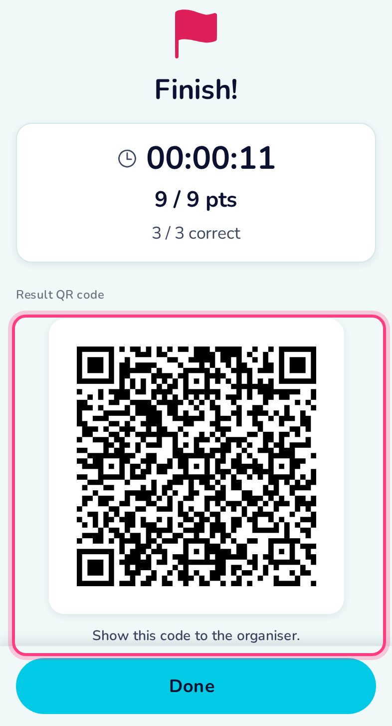 Finish and result QR