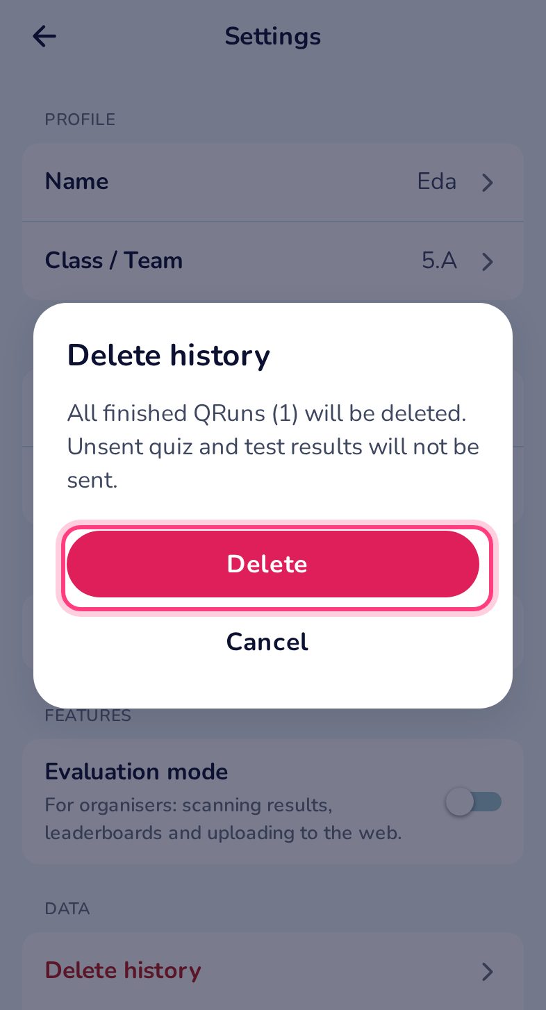 Deleting data
