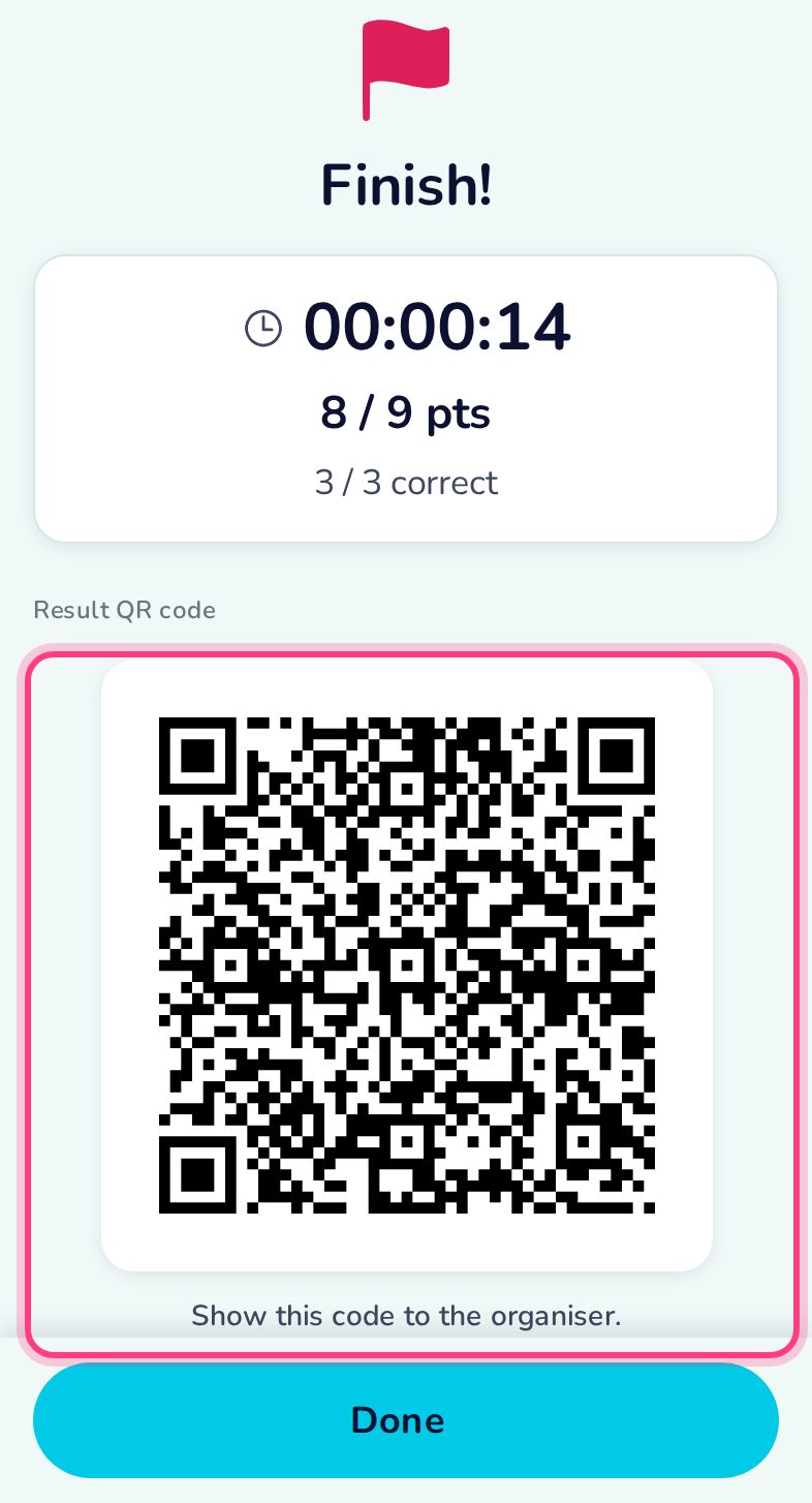 Finish and result QR