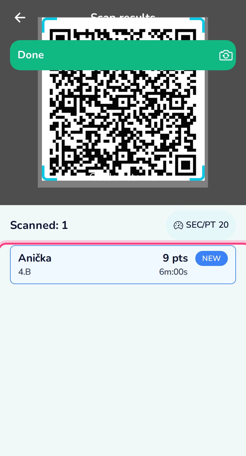 Scan the result QR codes