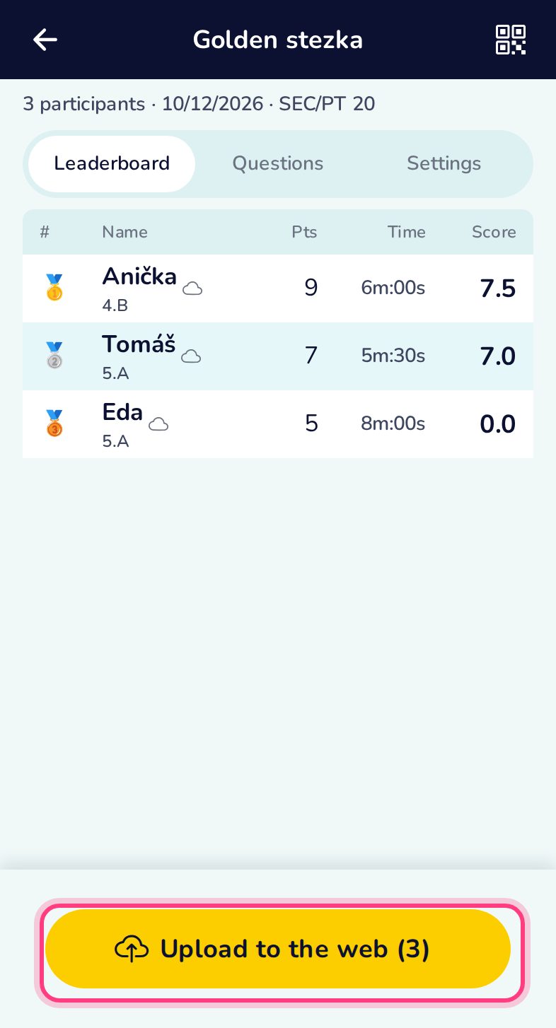 Upload from the leaderboard