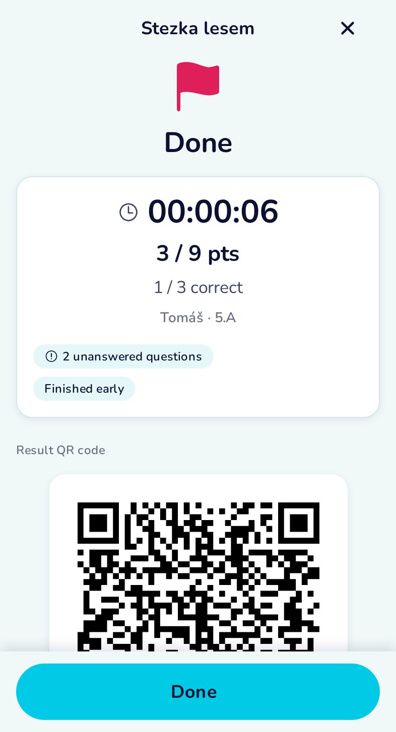 Result with the player’s name